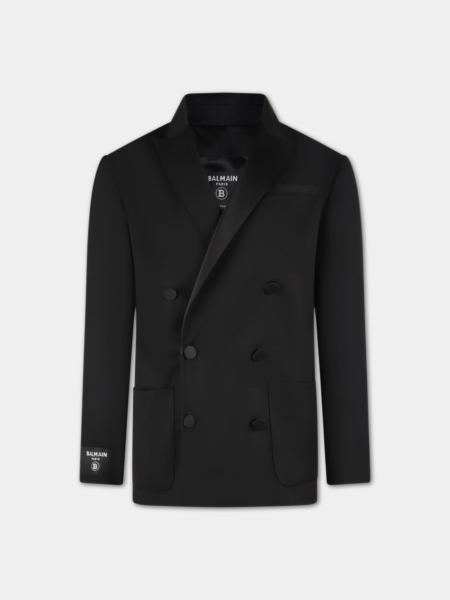 Giacca nera per bambini con patch logato,Balmain Kids,BS2P44 I0089 930