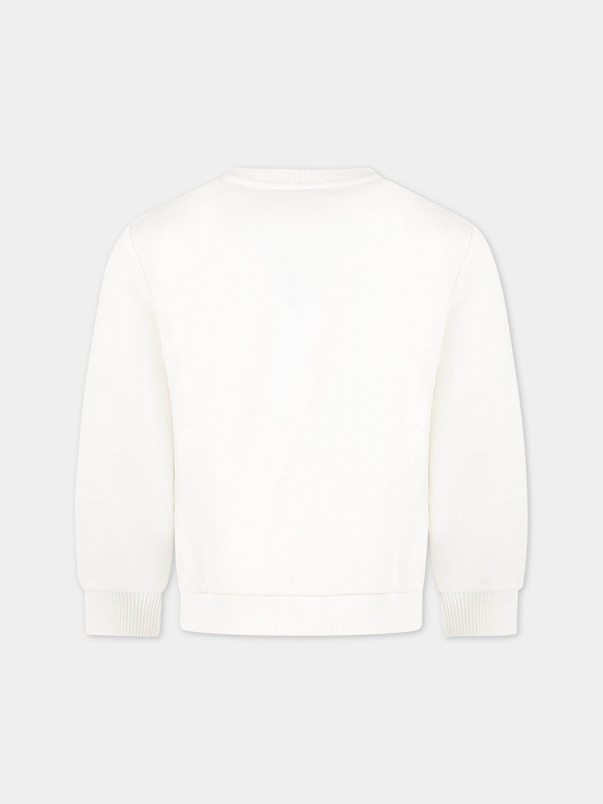 Felpa bianca per bambina con logo dorato,Balmain Kids,BS4A00 Z0001 102