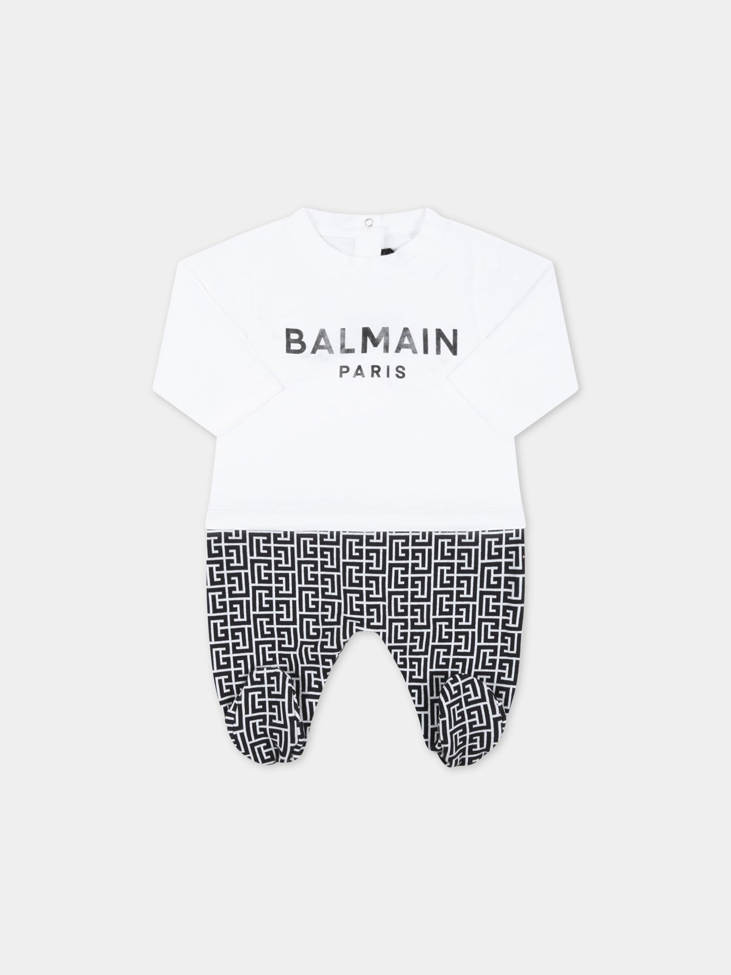 Set bianco e nero per neonato con logo nero,Balmain Kids,BSB539 Z0057 100NE
