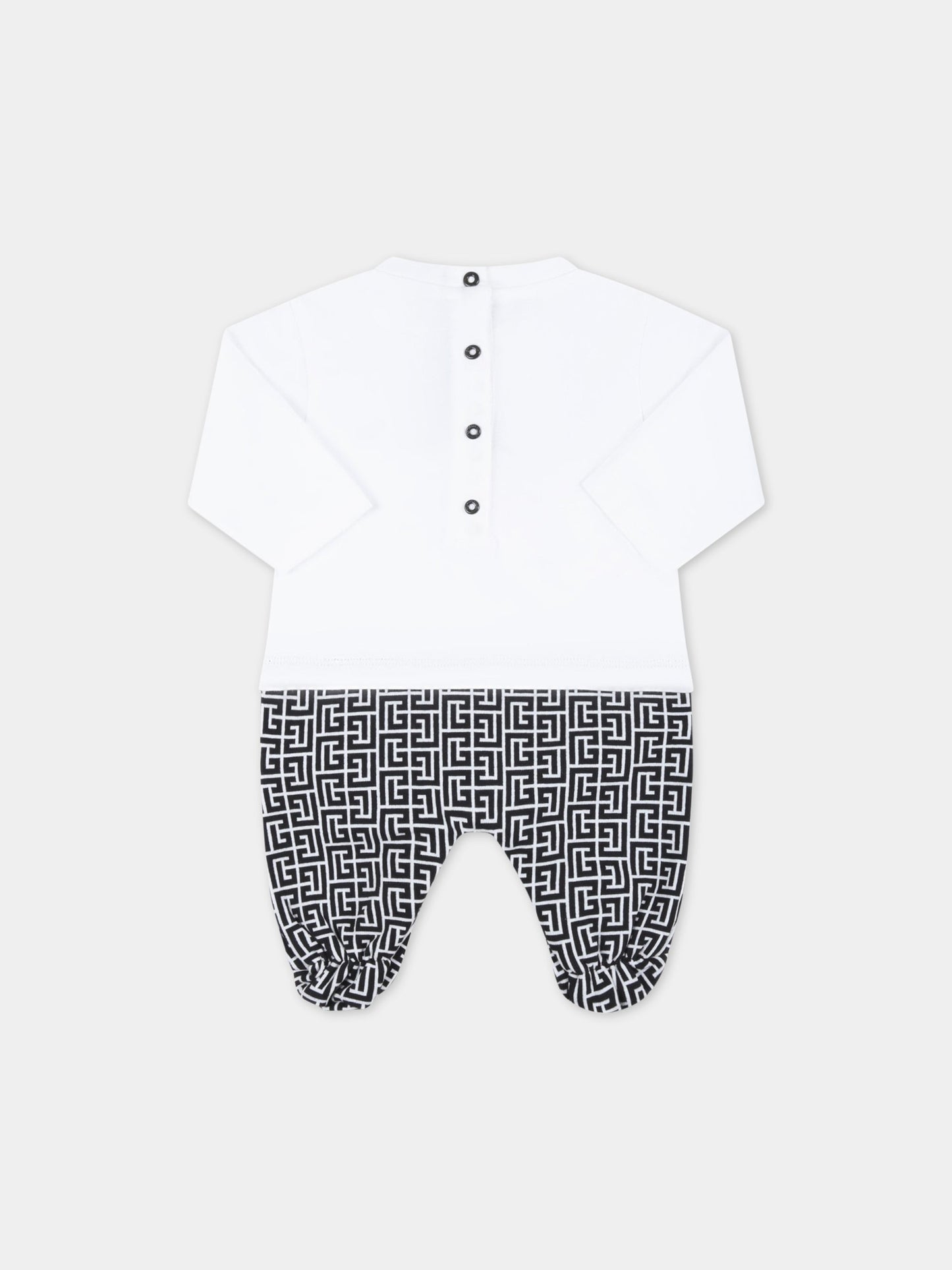 Set bianco e nero per neonato con logo nero,Balmain Kids,BSB539 Z0057 100NE