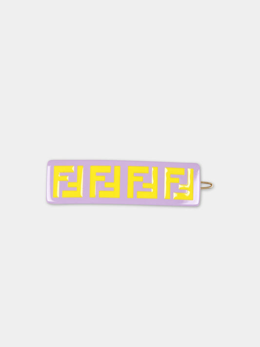Fermaglio viola per bambina con FF gialle,Fendi Kids,JFP402 AMRF F1K5C