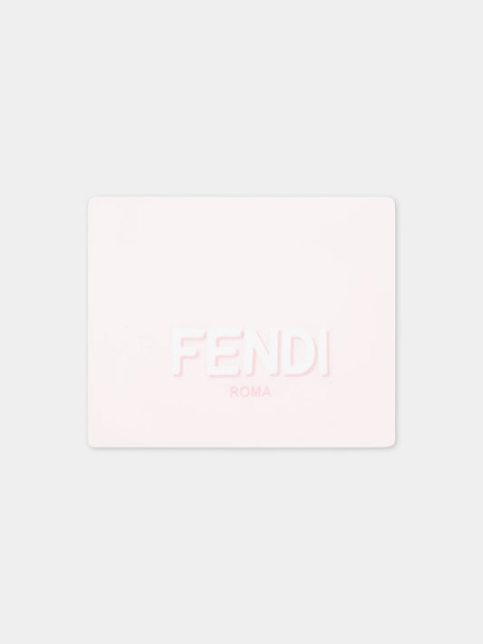 Coperta rosa per neonata con logo bianco,Fendi Kids,BUJ228 ST8 F0C11