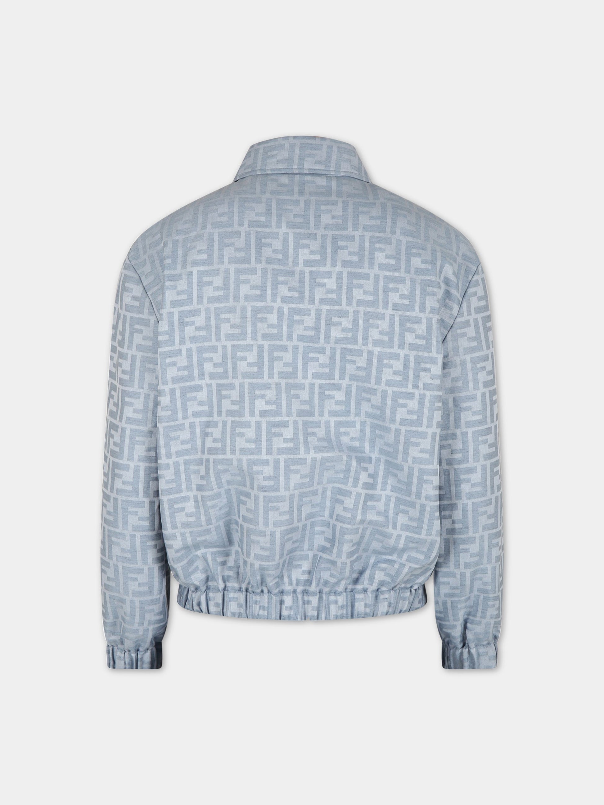 Giubbotto celeste per bambino con FF,Fendi Kids,JMA280 AMH9 F1JKV