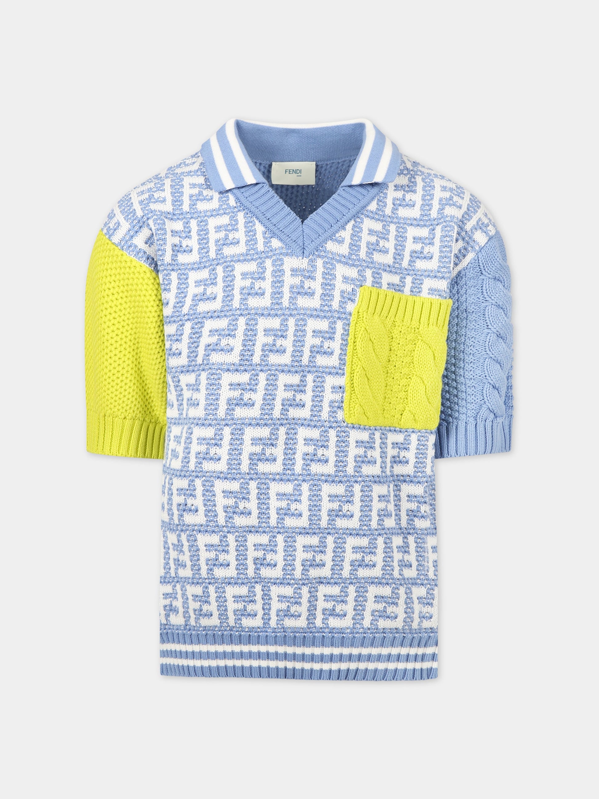 Maglione multicolor per bambino con iconiche doppie FF,Fendi Kids,JMG096 AMHC F1JKV