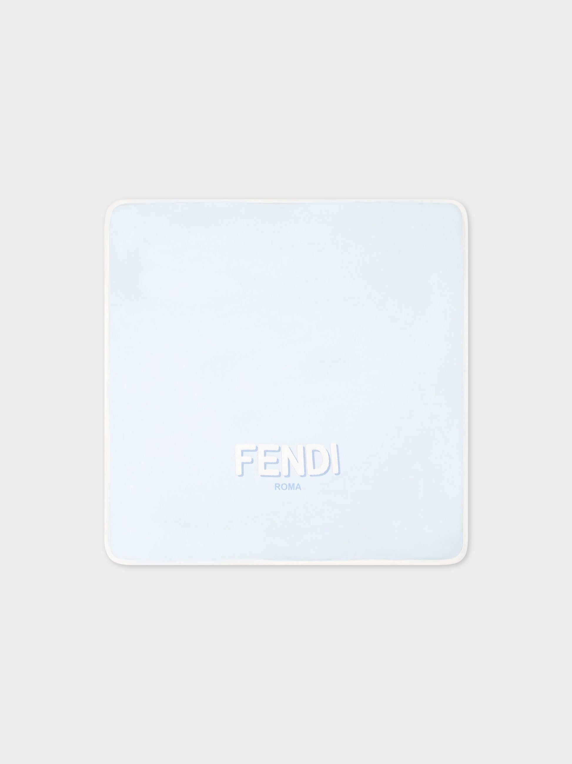 Coperta celeste per neonato con logo bianco,Fendi Kids,BUJ228 ST8 F19J4