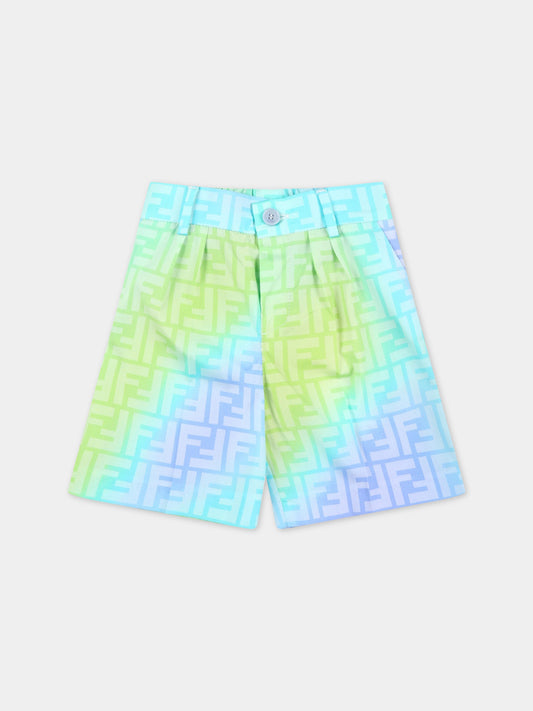 Shorts multicolor per neonato con FF,Fendi Kids,BMF193 ALOE F1JDE