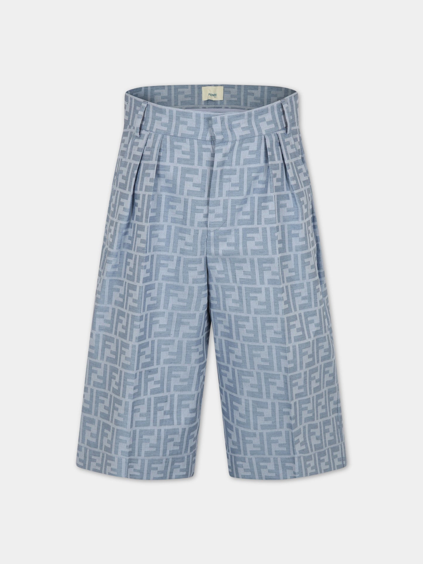 Bermuda azzurri per bambino con FF,Fendi Kids,JMF421 AMH9 F1JKV