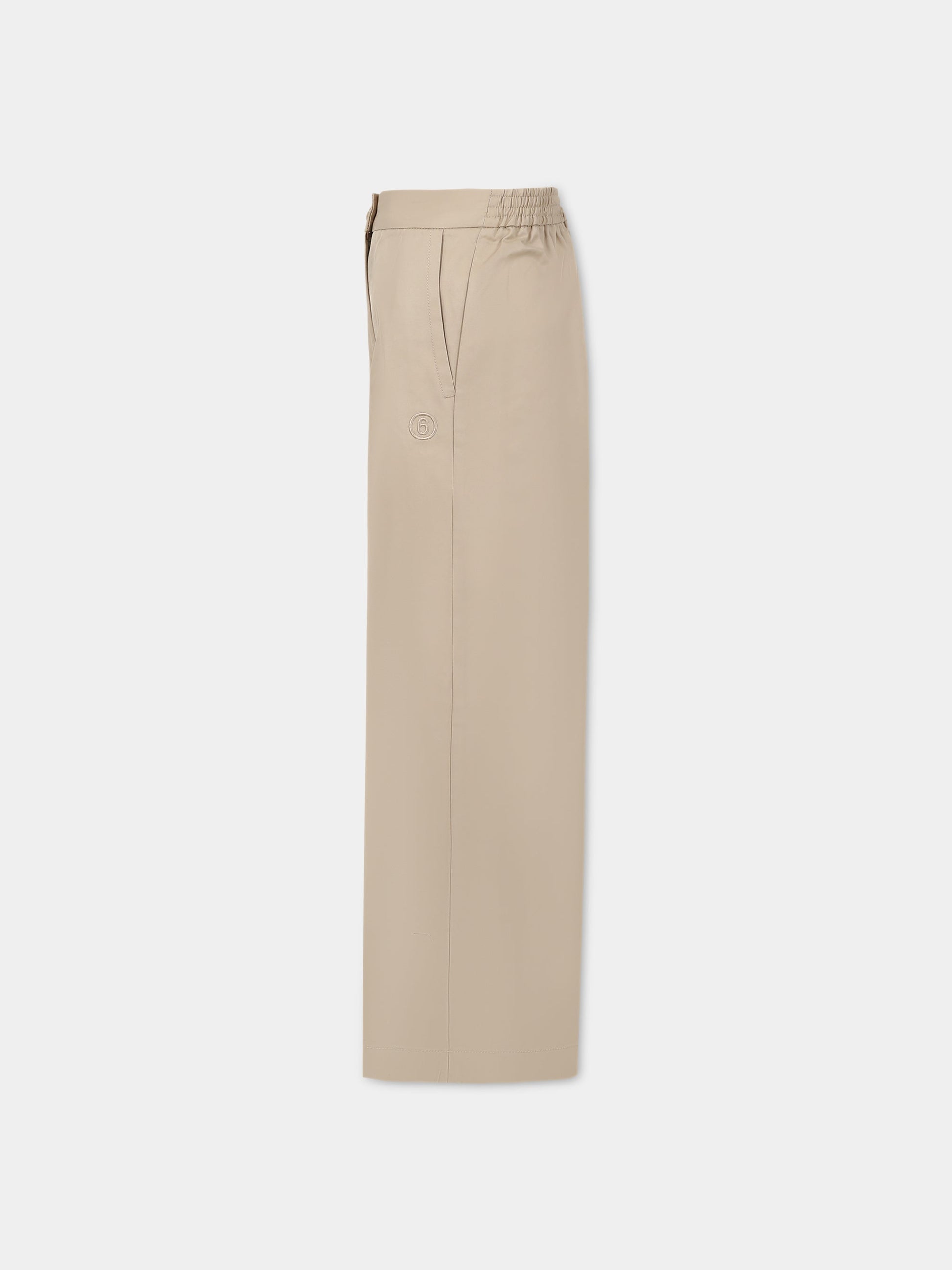 Pantaloni beige per bambina con logo,Mm6 Maison Margiela,M60285 MM036 M6703