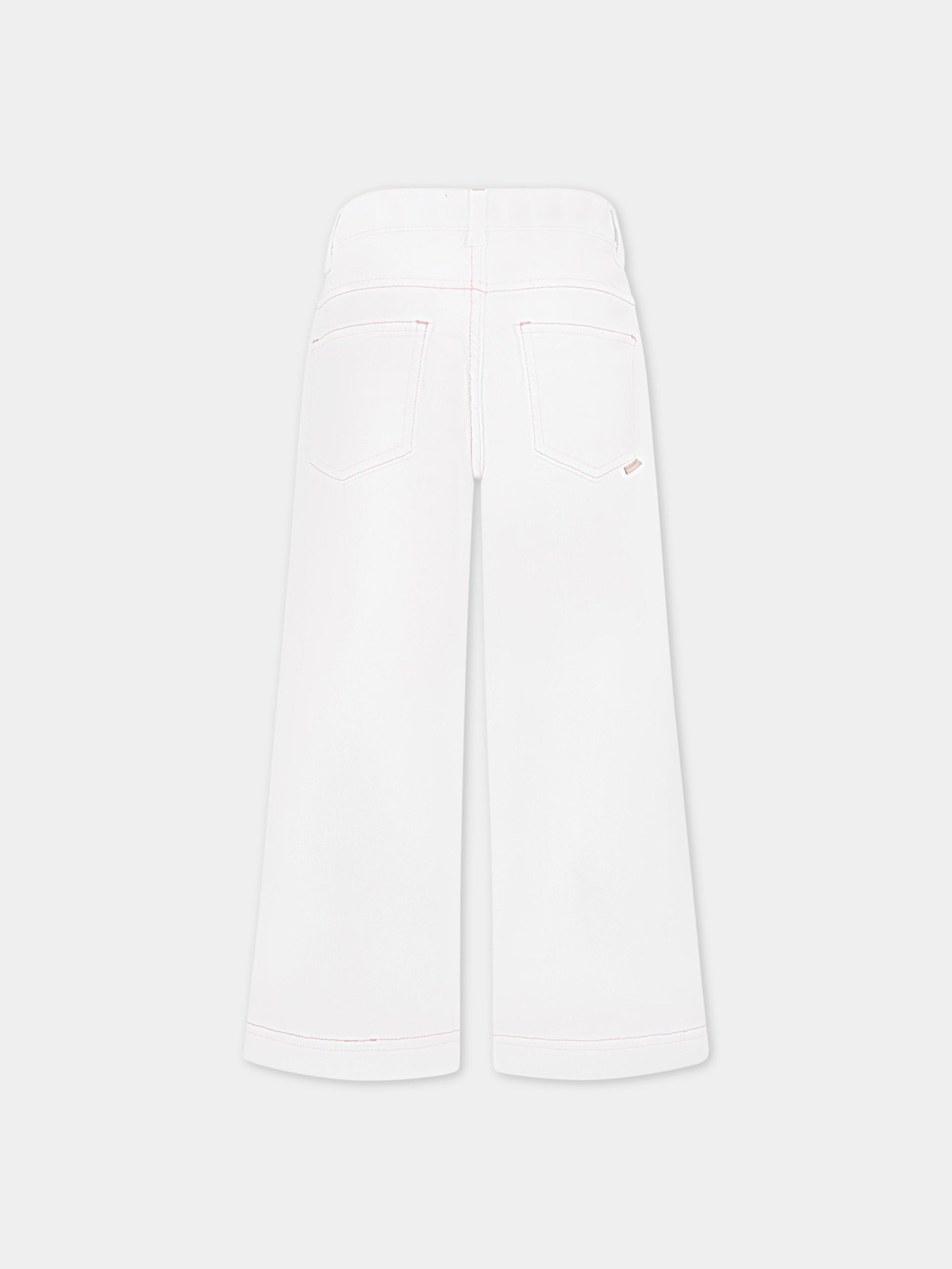 Jeans bianchi per bambina con iconico moivo a chevron sui lati,Missoni,MS6B31 D0039 100