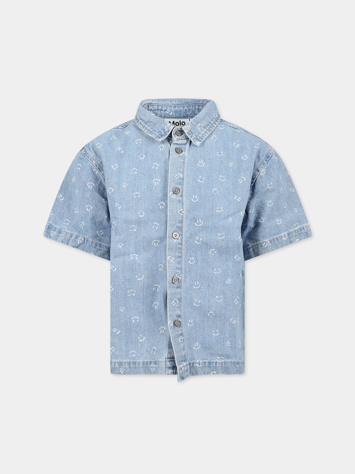 Camicia celeste per bambino con smile all-over,Molo,1S23C202 6723