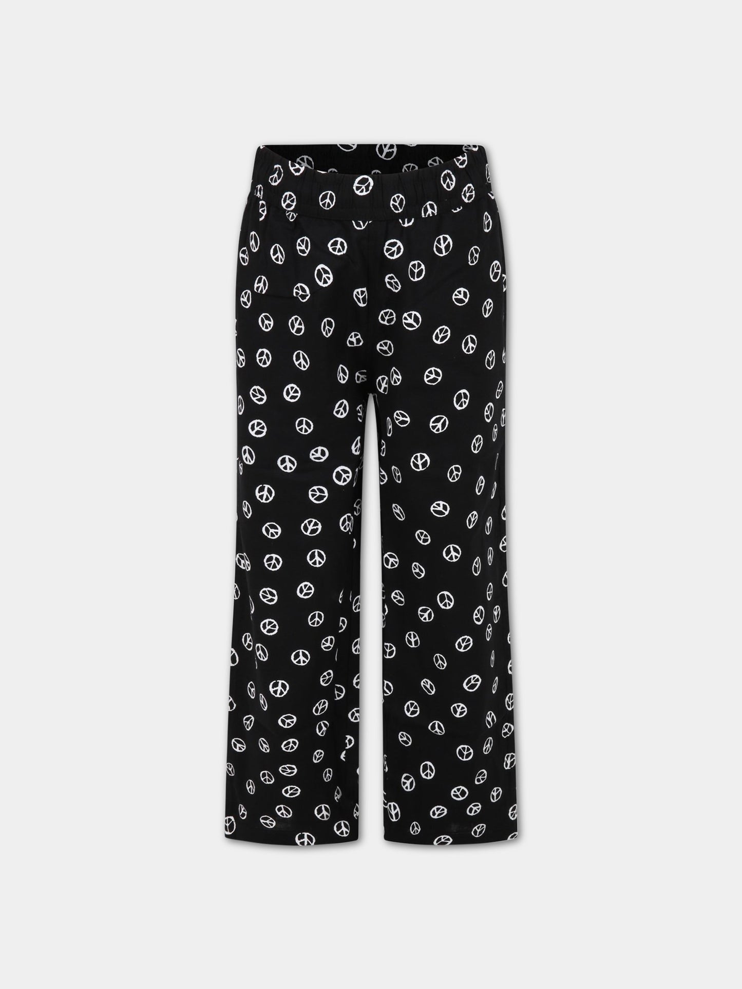 Pantaloni neri da tuta per bambino con smile bianco all-over,Molo,1S23I103 6755
