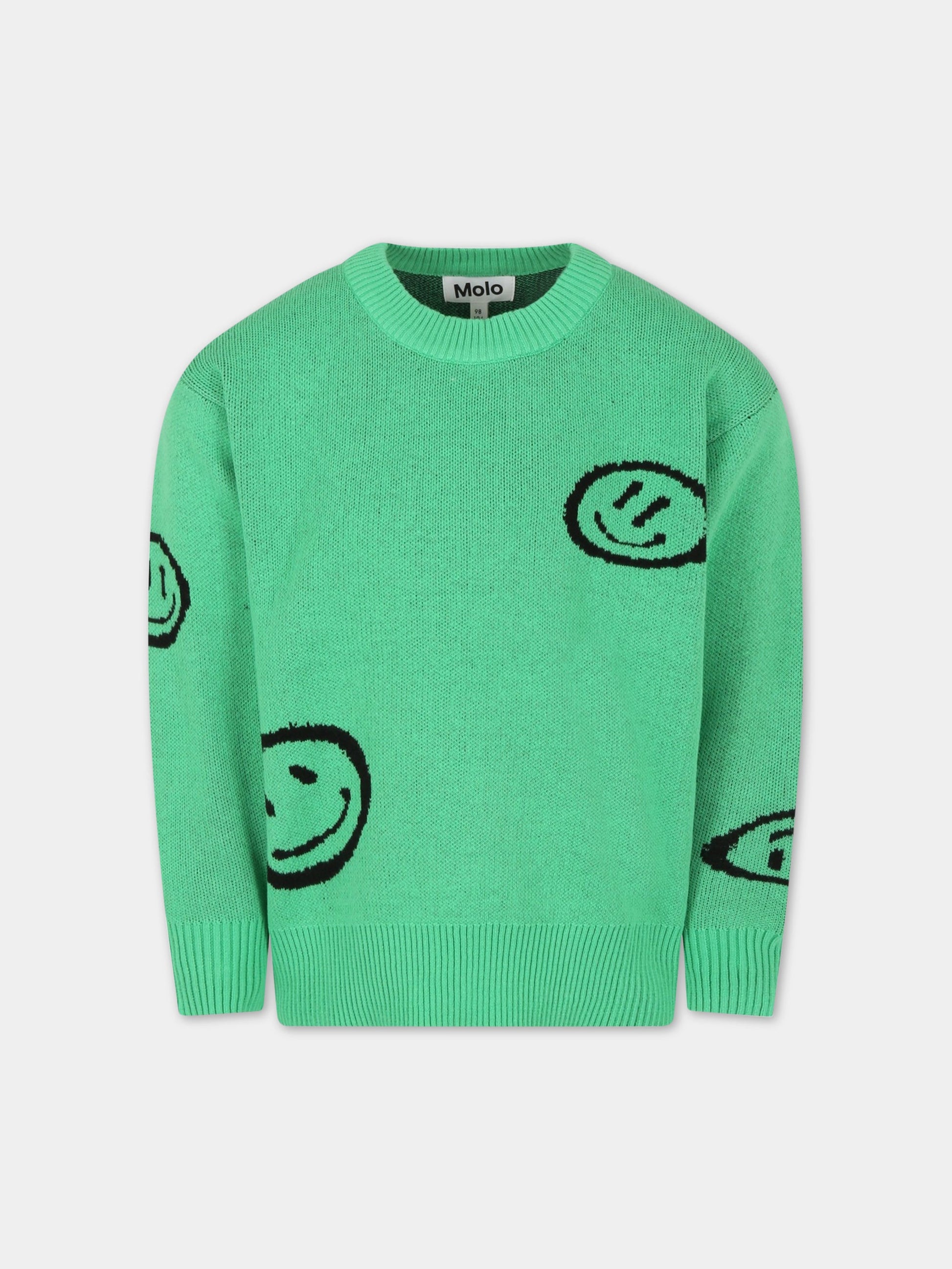 Maglione verde per bambini con smile,Molo,1S23K202 3227