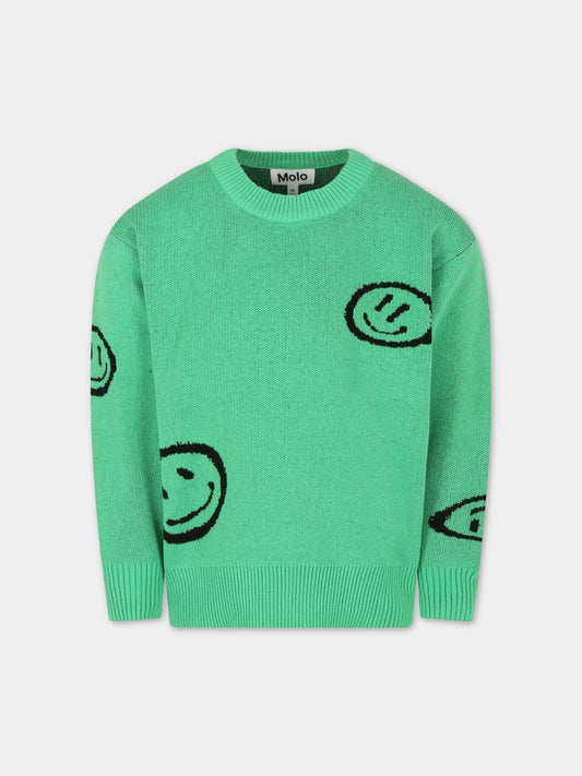Maglione verde per bambini con smile,Molo,1S23K202 3227