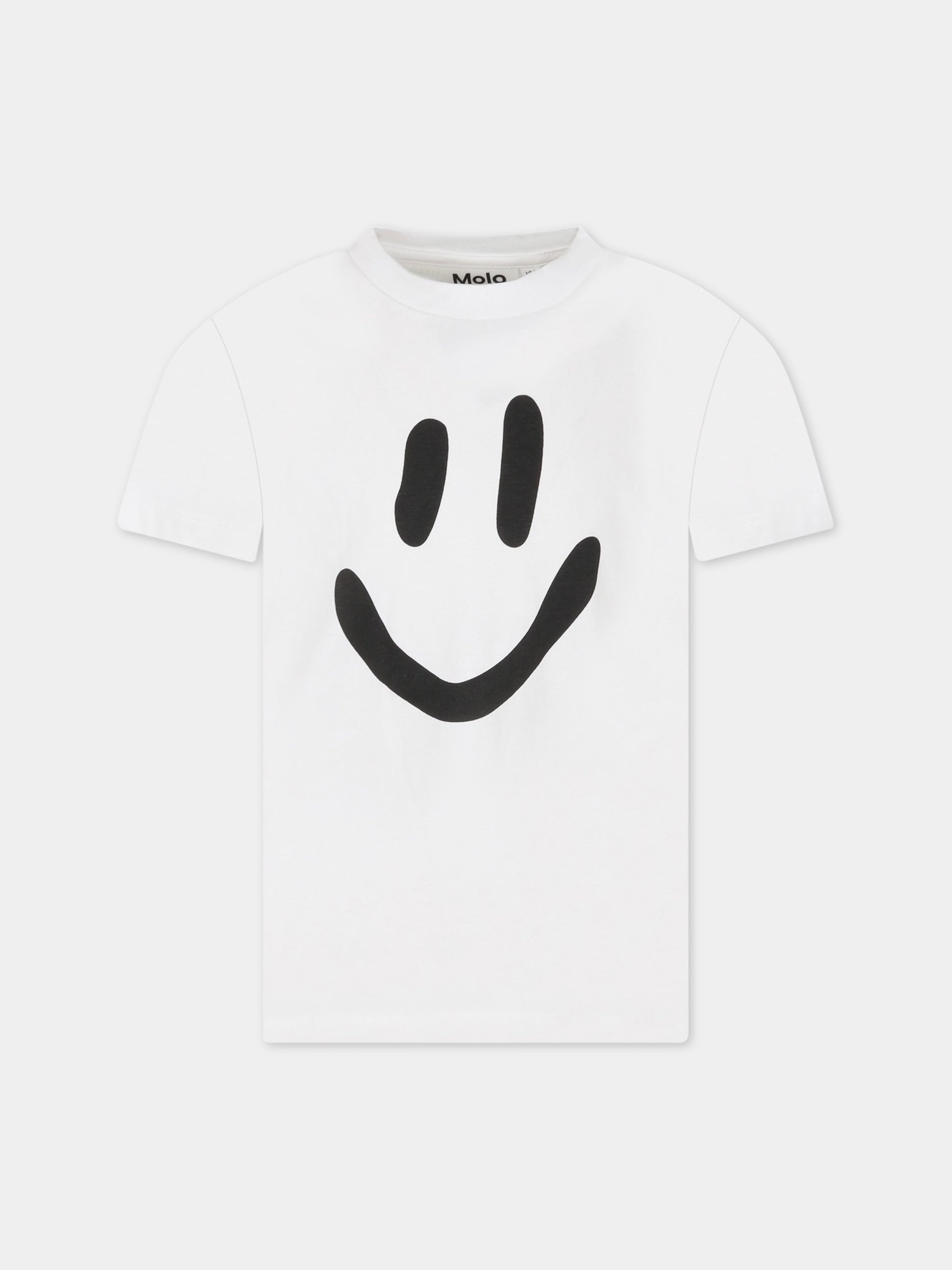 T-shirt bianca per bambini con smile nero,Molo,6S23A207 0000