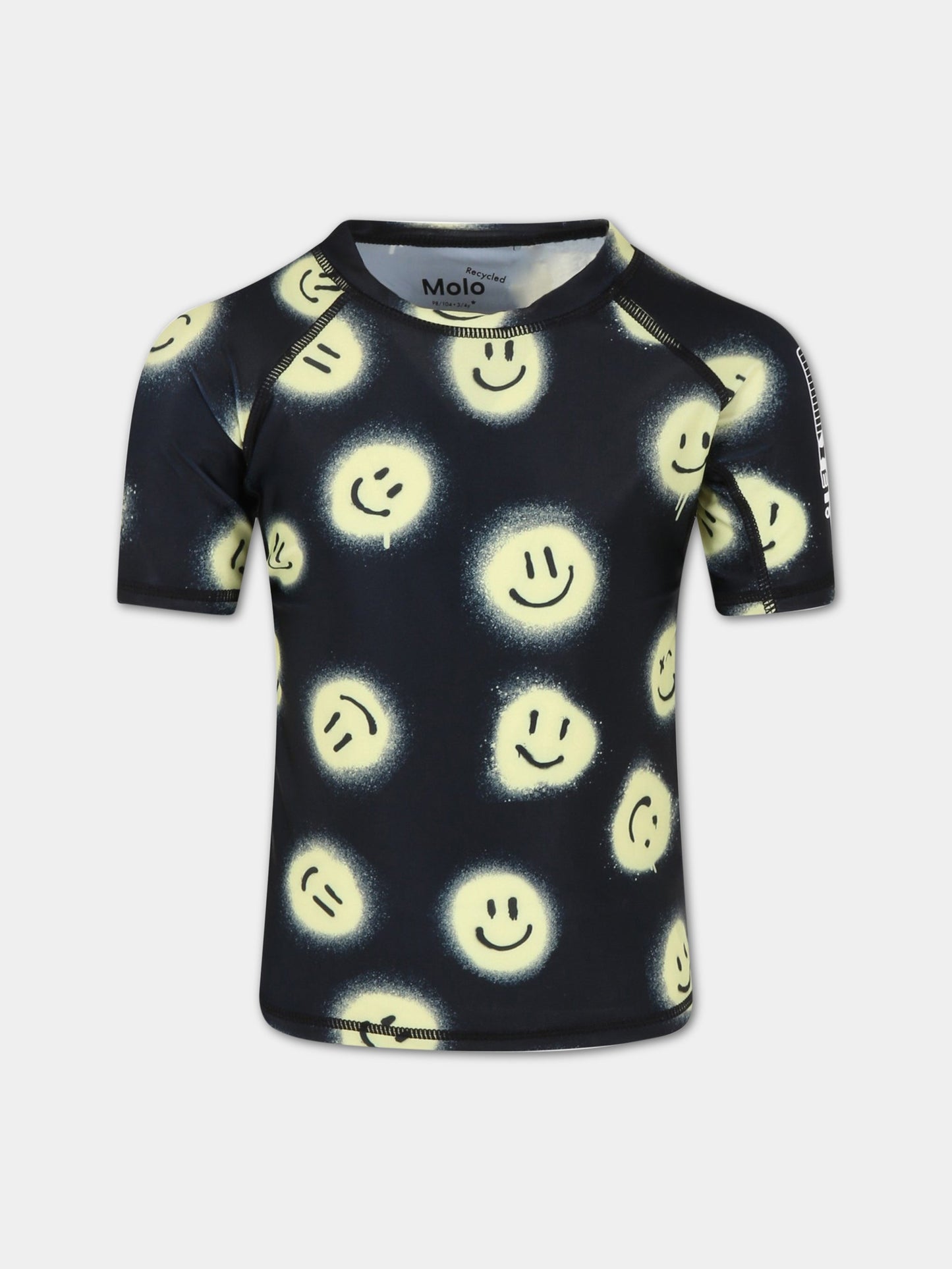 T-shirt nera per bambino con smiley e logo,Molo,8S23P203 6708