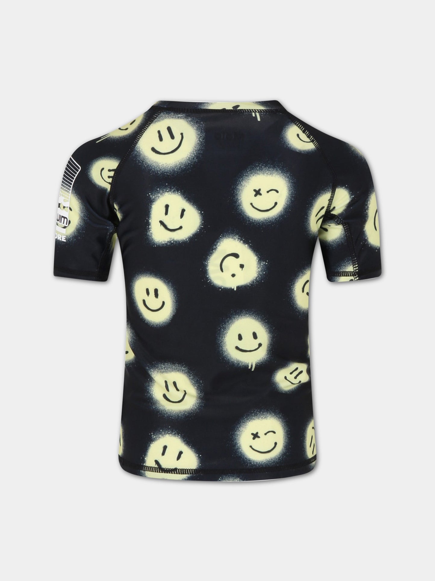 T-shirt nera per bambino con smiley e logo,Molo,8S23P203 6708