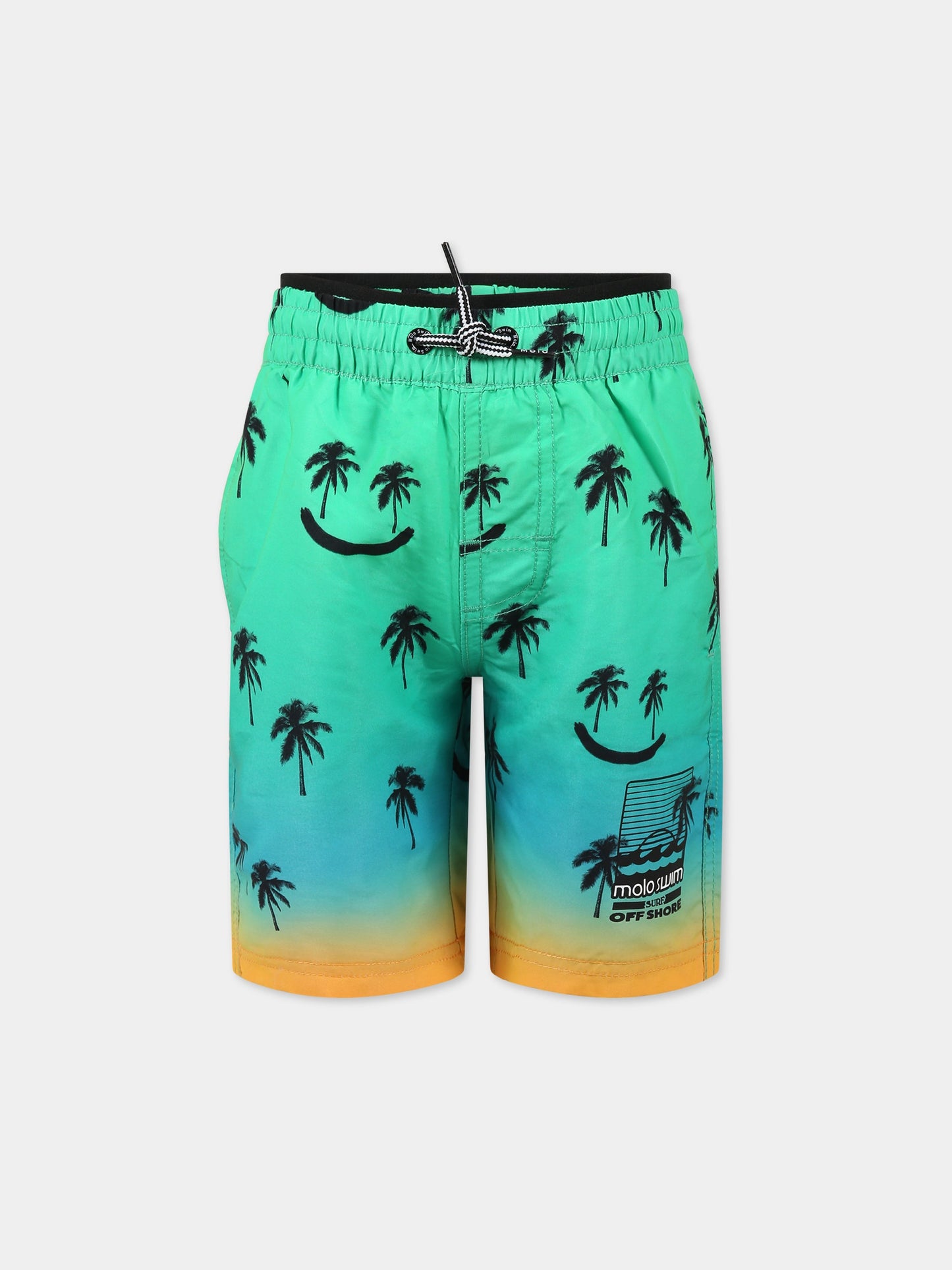 Boxer-mare verde per bambino con palme e logo,Molo,8S23P405 7913