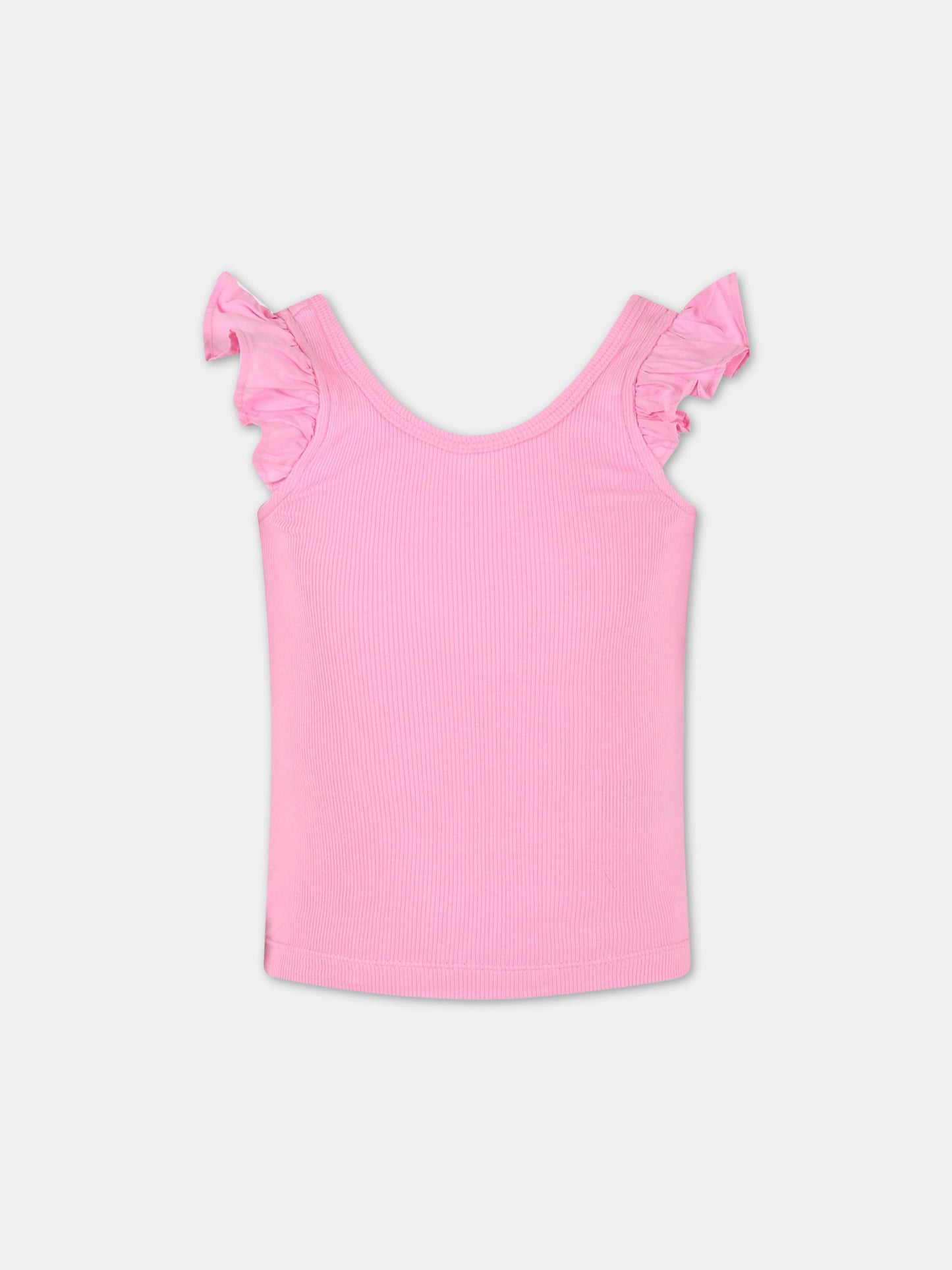 Top rosa per bambina con rouches,Molo,2S23A109 8696