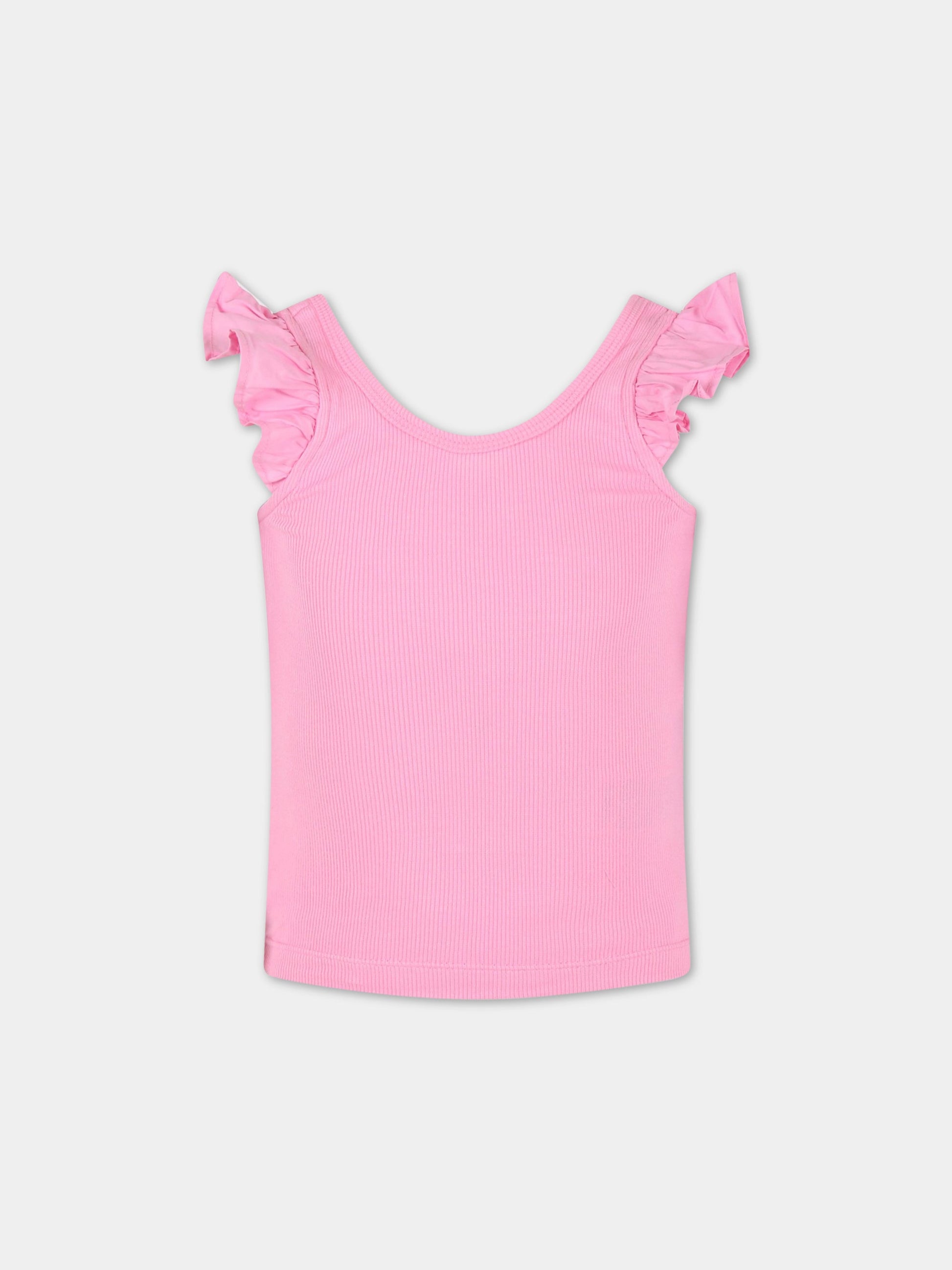 Top rosa per bambina con rouches,Molo,2S23A109 8696