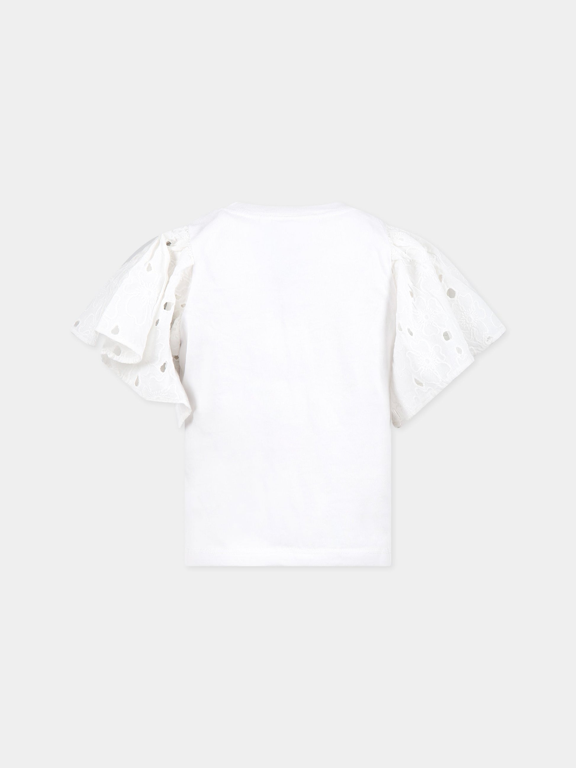T-shirt bianca per bambina con rouches,Molo,2S23A204 0000