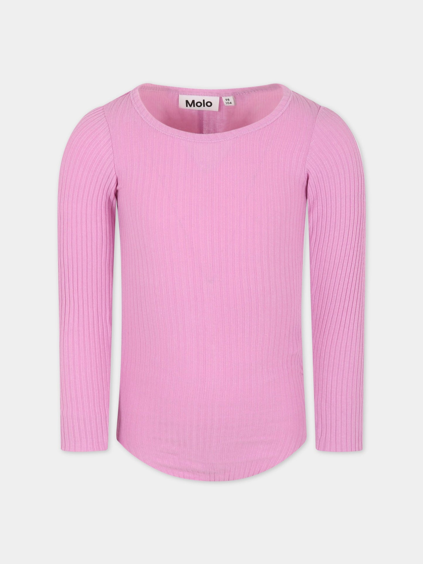 T-shirt rosa per bambina con patch logato,Molo,2S23A401 8706