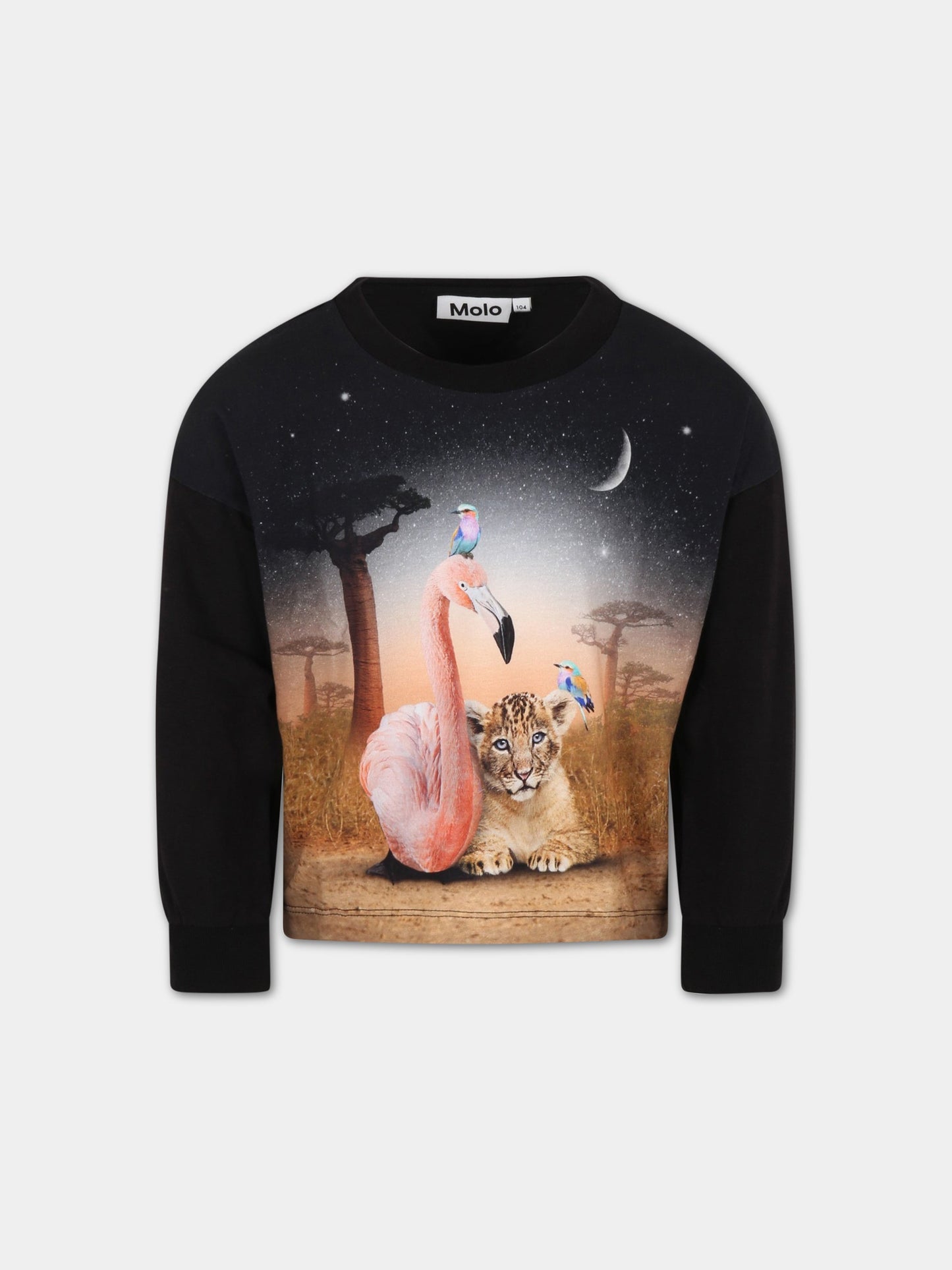 T-shirt nera per bambina con animali,Molo,2S23A403 3235