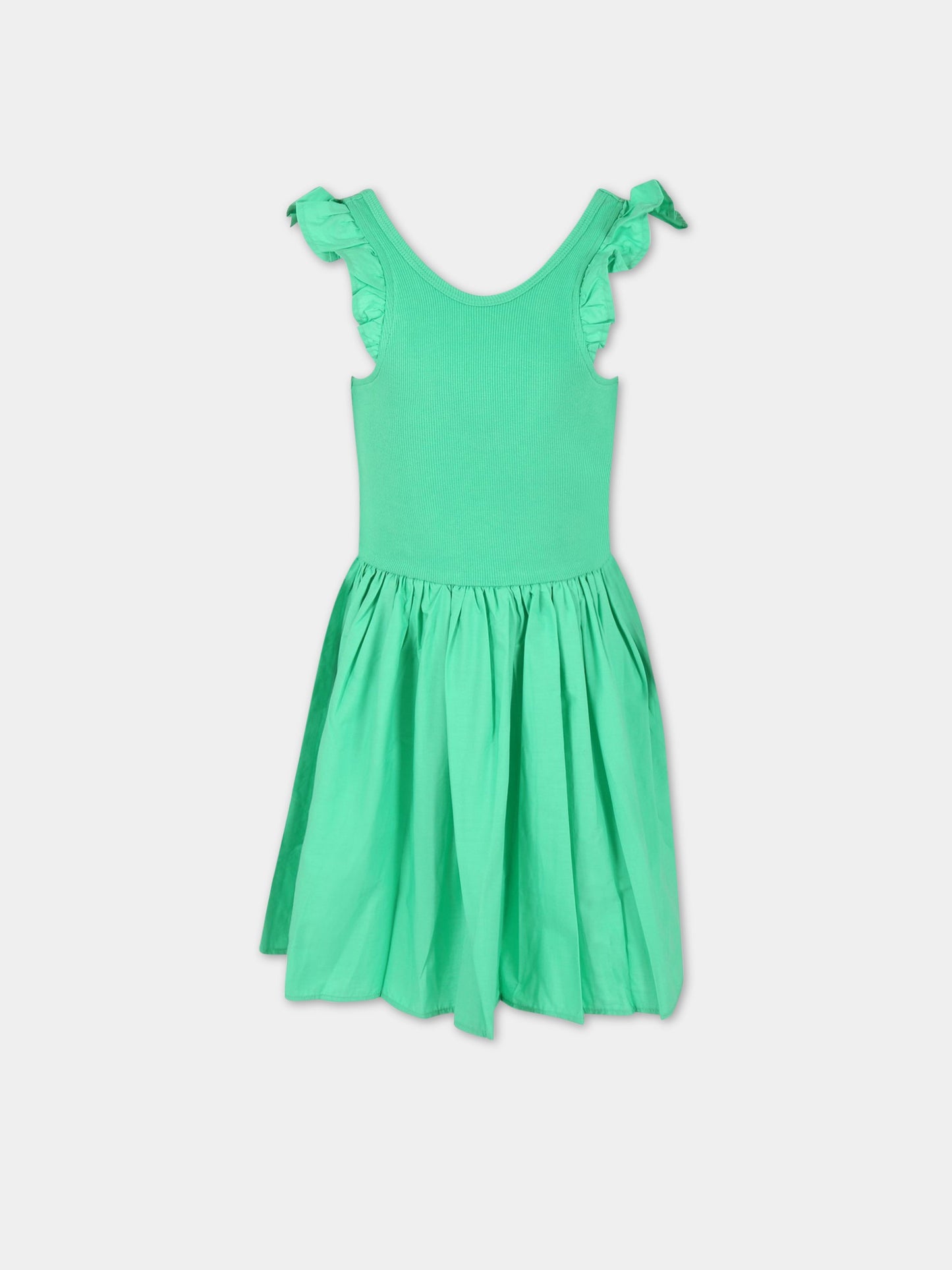 Vestito verde per bambina con patch logato,Molo,2S23E125 8707