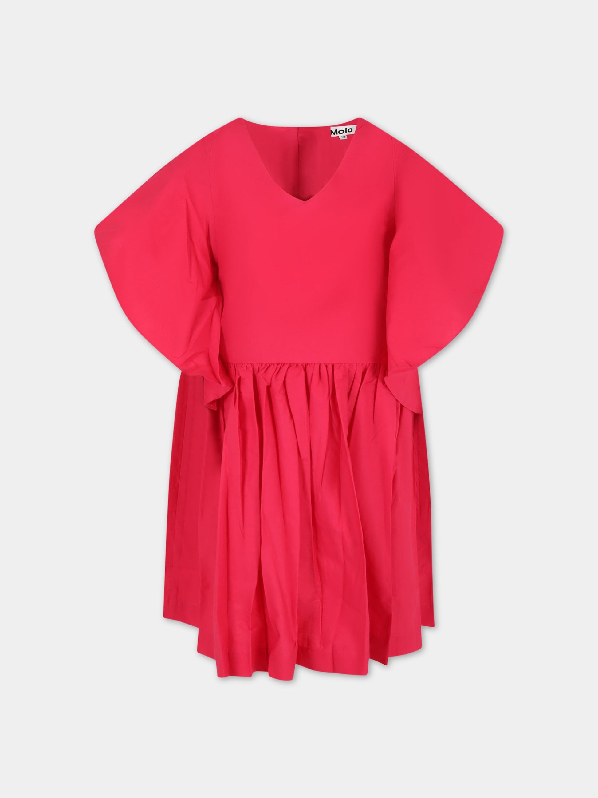 Vestito fucsia per bambina con patch logato,Molo,2S23E129 8708