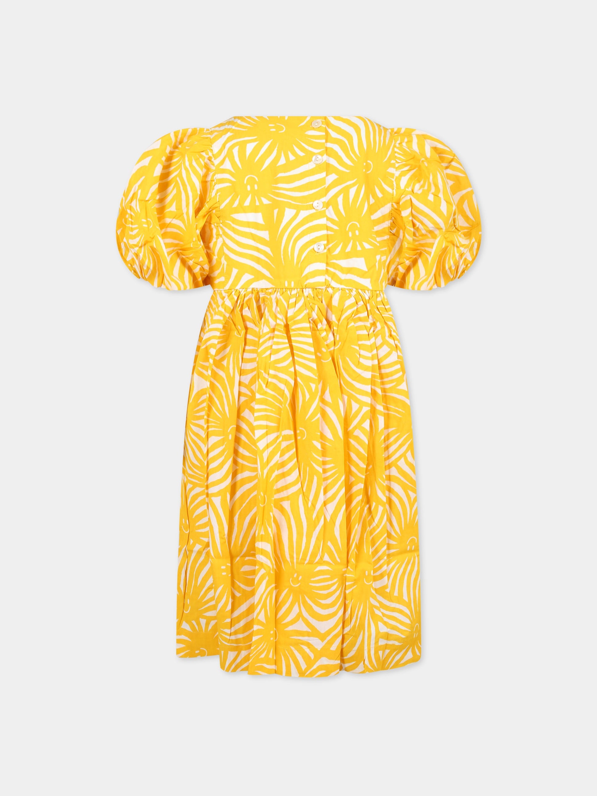 Vestito giallo per bambina con stampa raggi di sole,Molo,2S23E131 6749