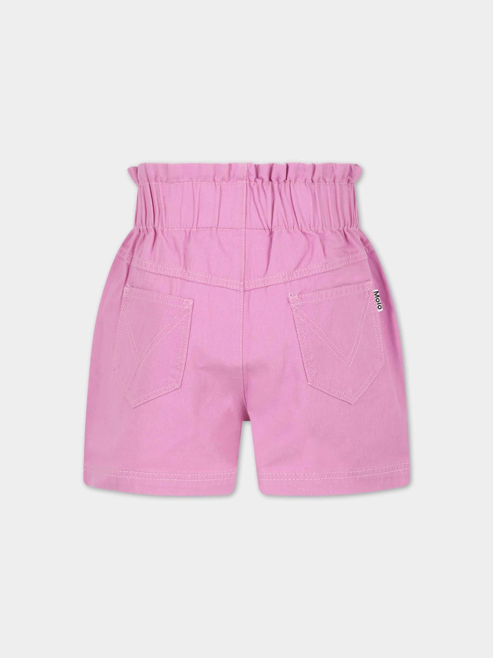 Shorts rosa per bambina con patch logato,Molo,2S23H103 8706