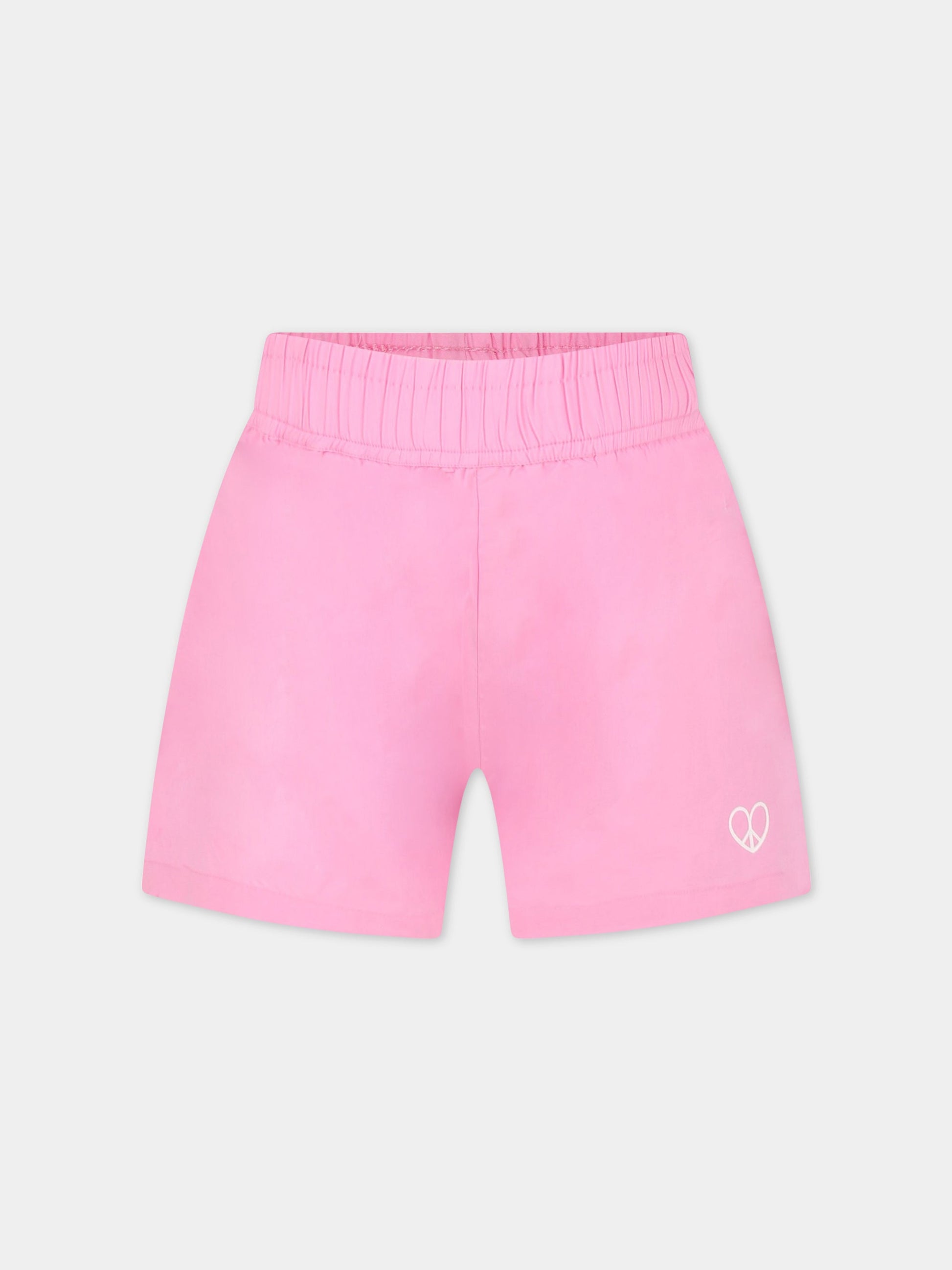 Shorts rosa per bambina con patch logato,Molo,2S23H108 8696