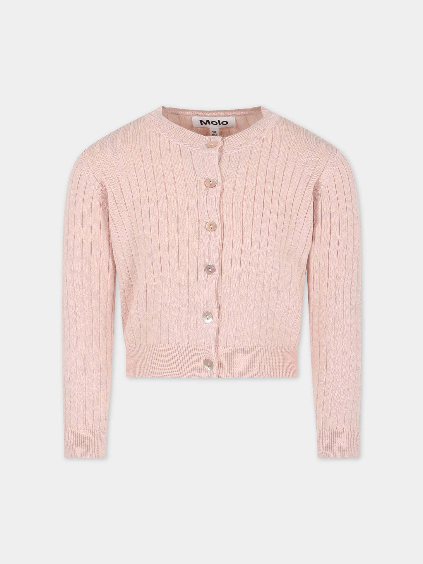 Cardigan rosa per bambina con patch logato,Molo,2S23K304 8151