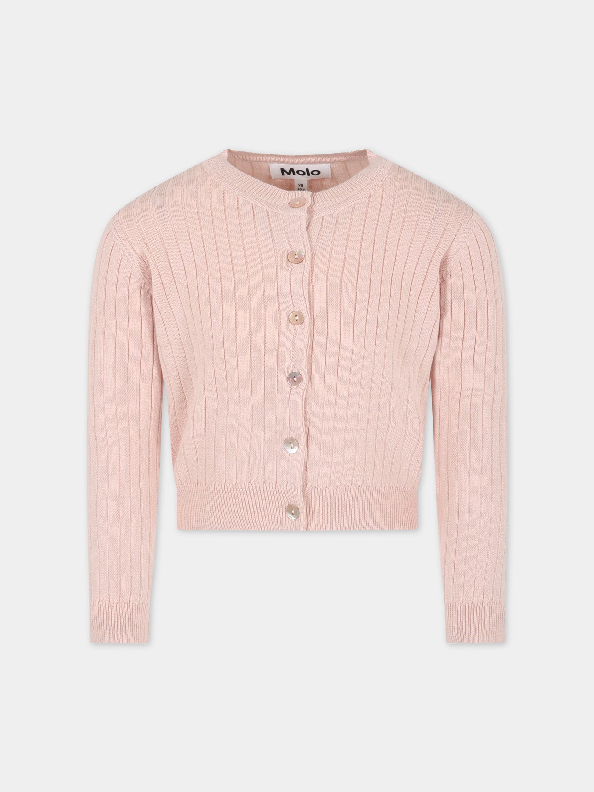 Cardigan rosa per bambina con patch logato,Molo,2S23K304 8151