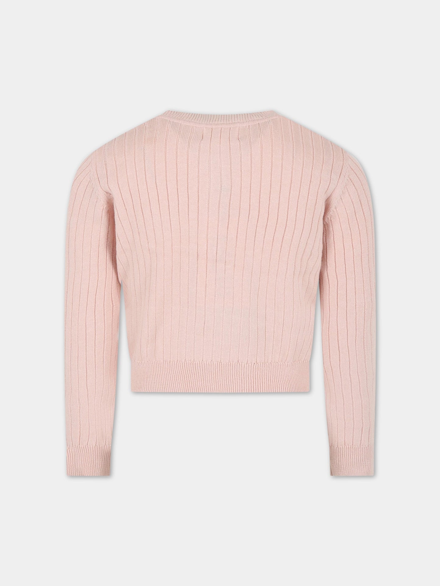Cardigan rosa per bambina con patch logato,Molo,2S23K304 8151
