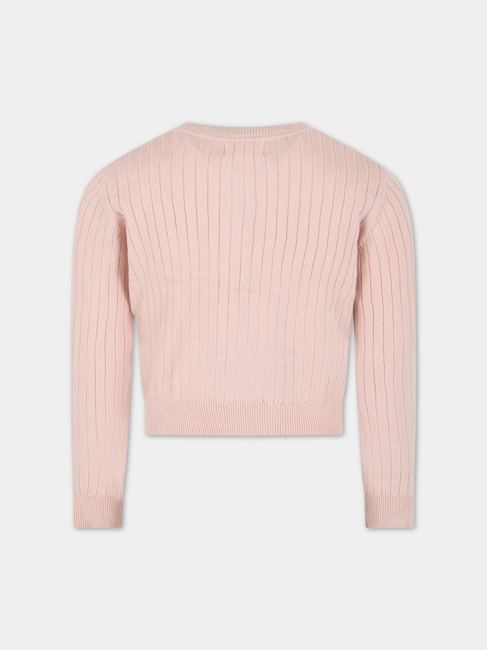 Cardigan rosa per bambina con patch logato,Molo,2S23K304 8151