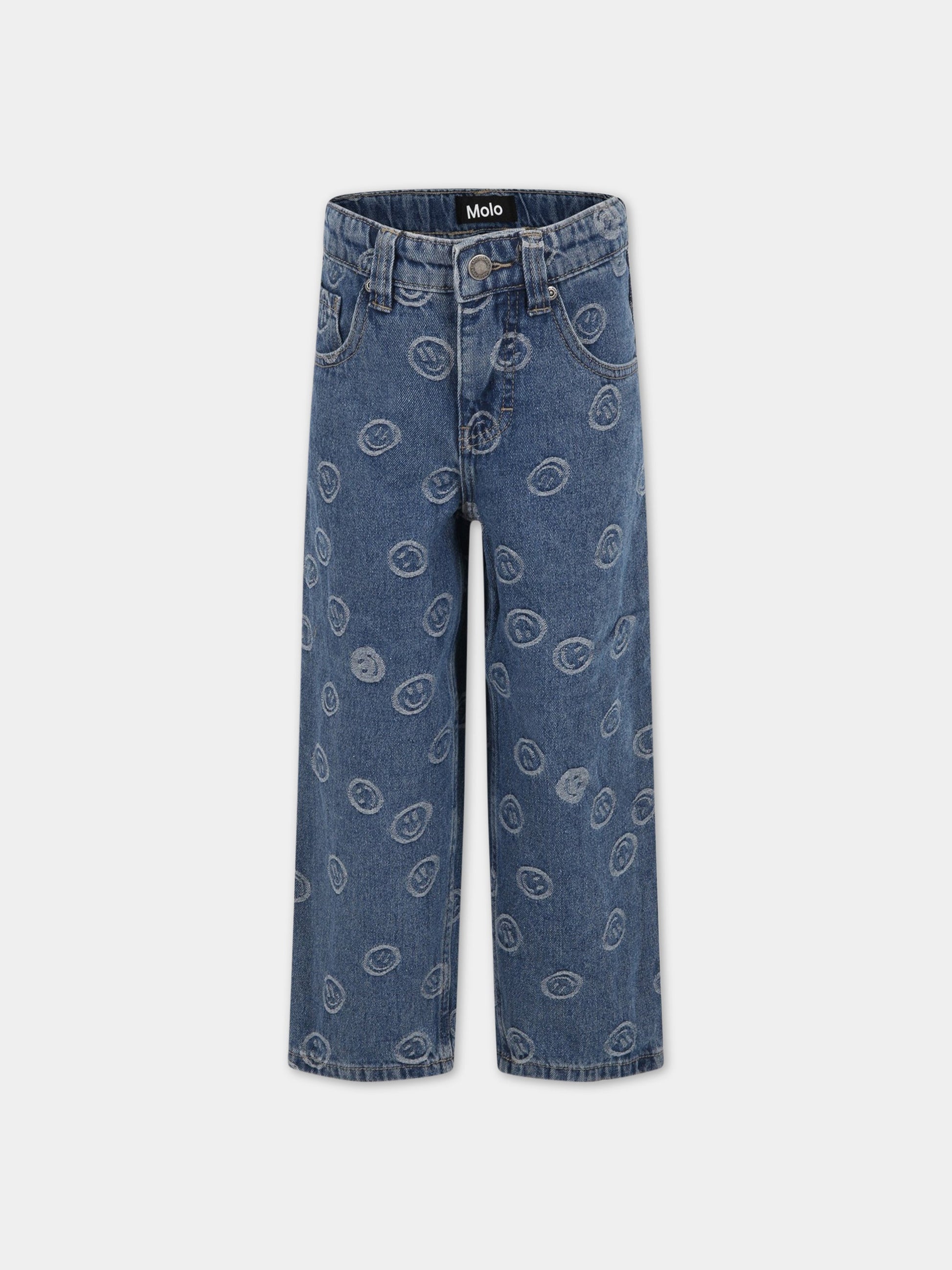 Jeans blu per bambina con smile,Molo,6S23I105 6791