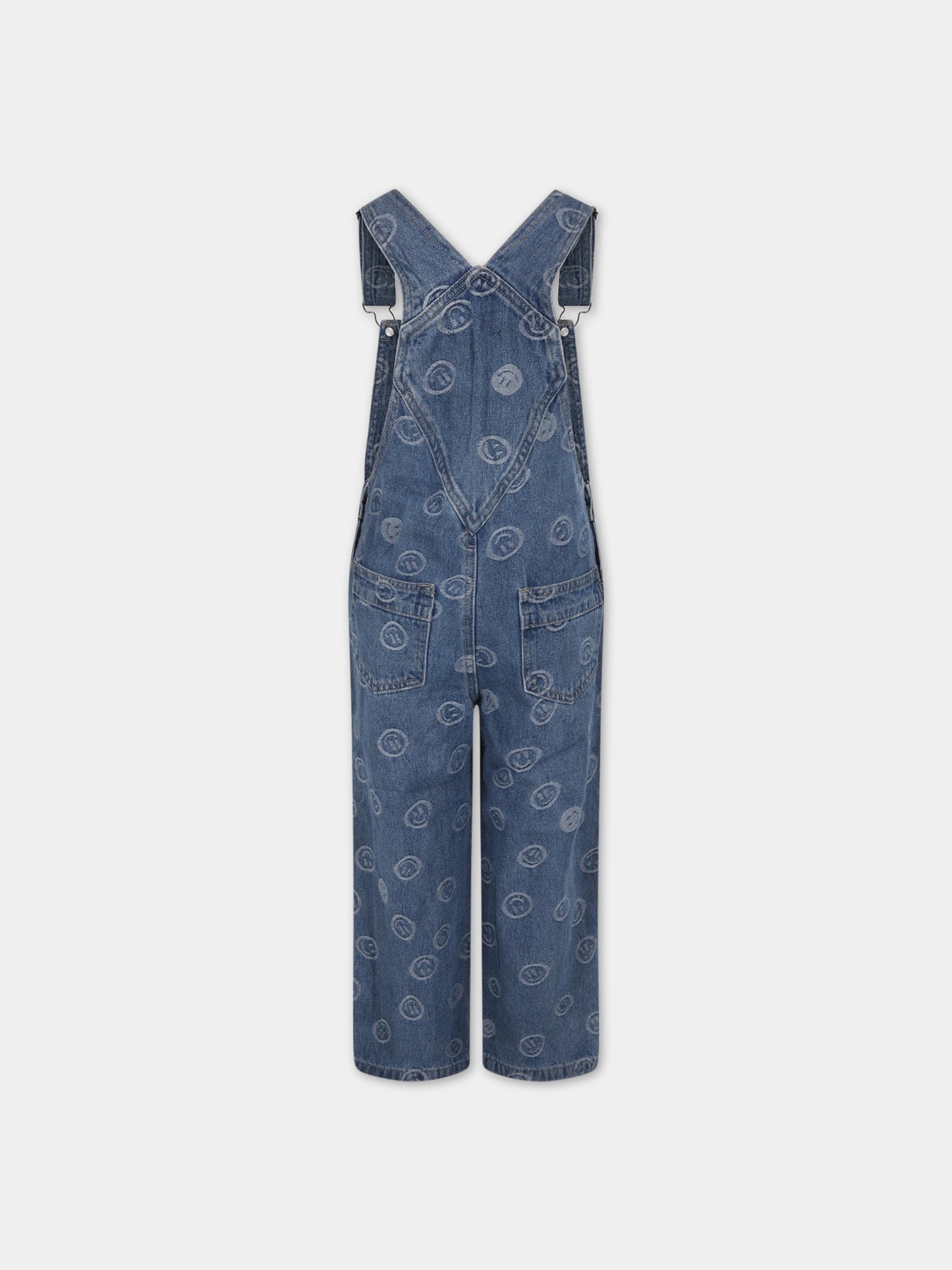 Salopette blu denim per bambina con smile,Molo,6S23I301 6791