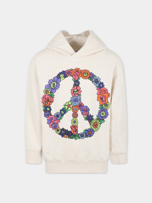 Felpa avorio per bambina con simbolo della pace,Molo,6S23J307 3214
