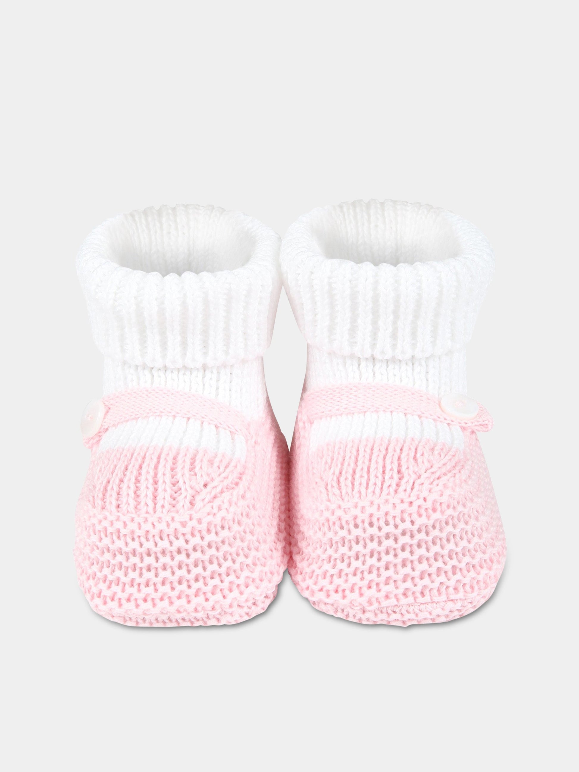 Babbucce multicolor per neonata,Little Bear,6112 BIANCO/ROSA