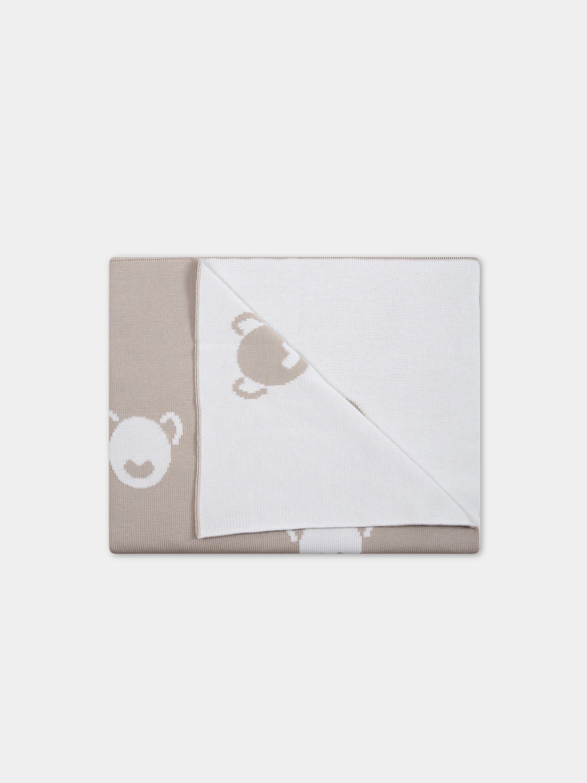 Coperta beige per neonati,Little Bear,6105 CORDA/BIANCO