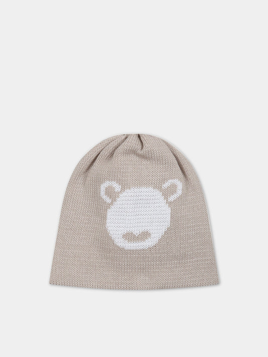 Cappello beige per neonati,Little Bear,6107 CORDA/BIANCO