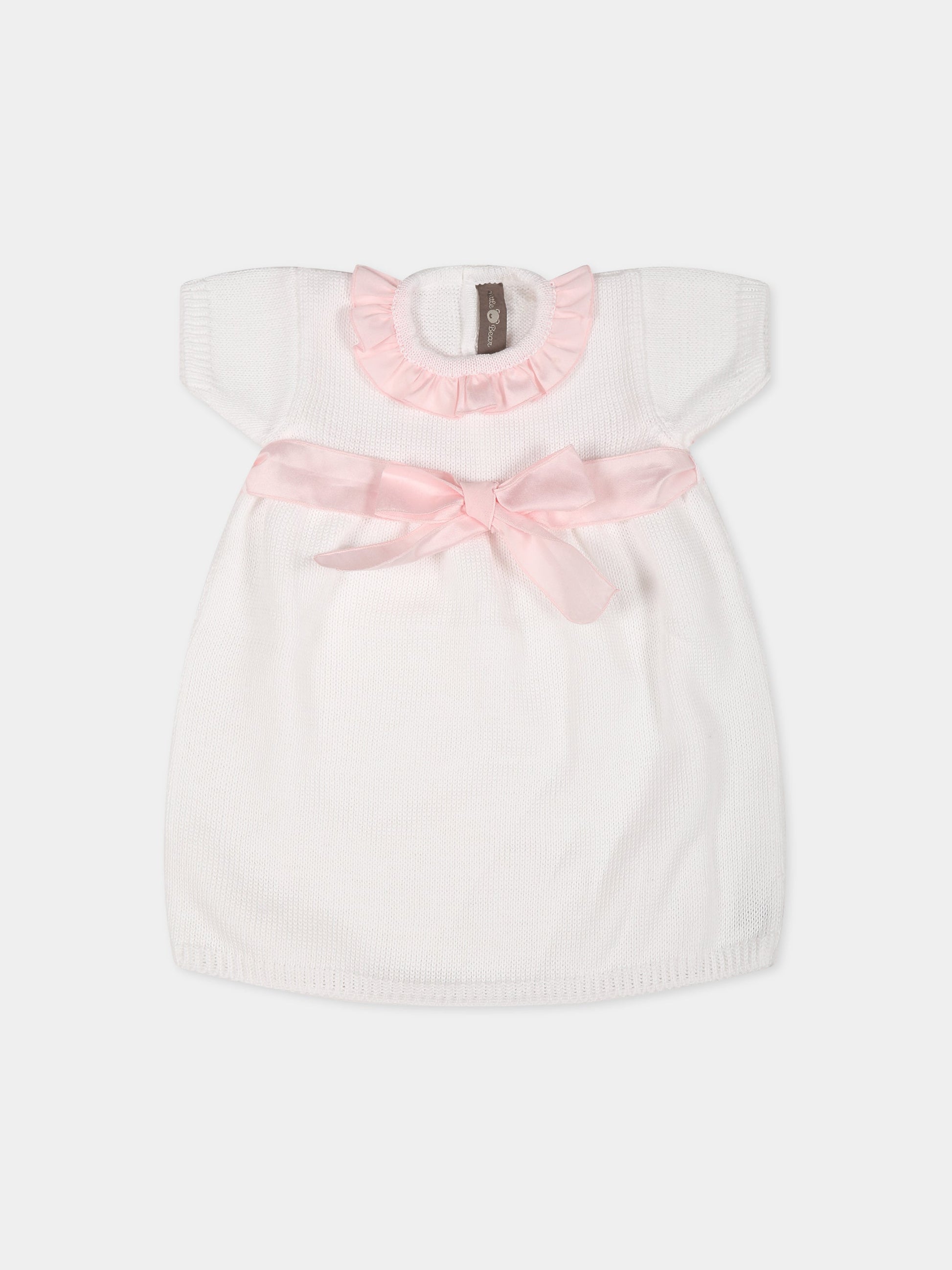 Vestito bianco per neonata con fiocco,Little Bear,6002 BIANCO/ROSA