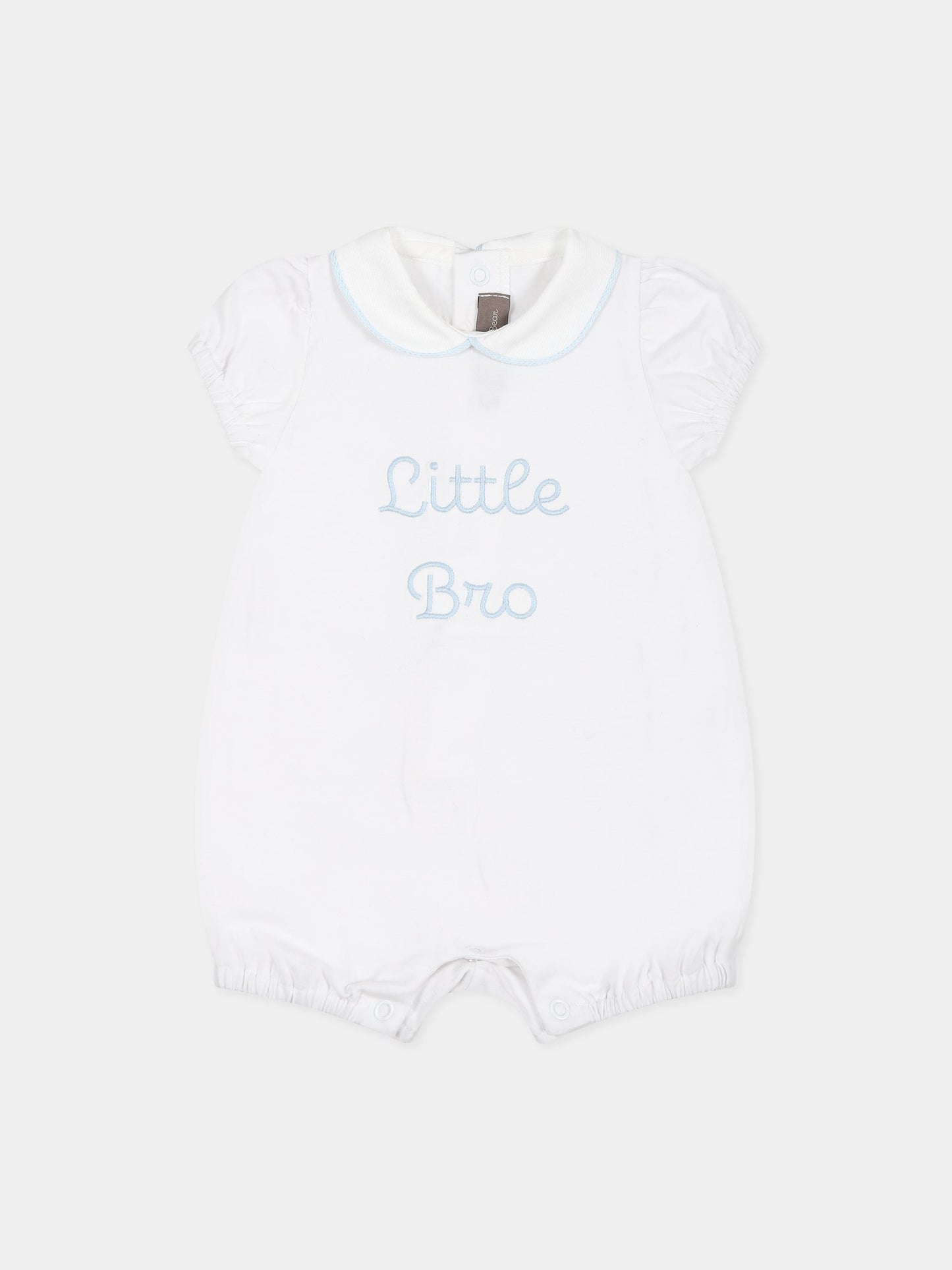 Pagliaccetto bianco per neonato con scritta  Little Bro ,Little Bear,6049 BIANCO/CIELO