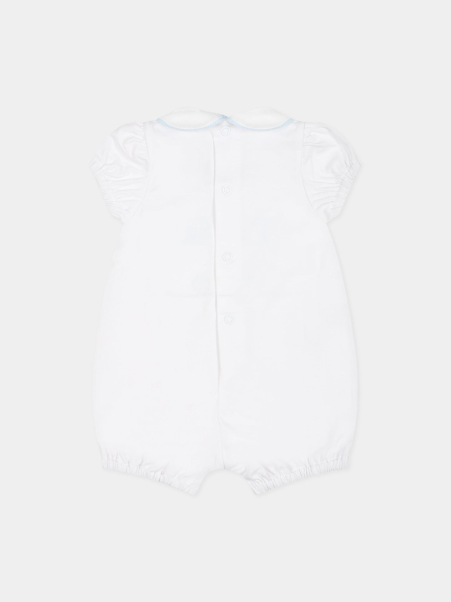 Pagliaccetto bianco per neonato con scritta  Little Bro ,Little Bear,6049 BIANCO/CIELO