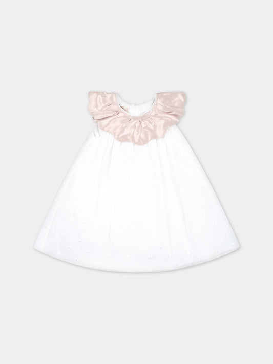 Vestito bianco per neonata con pois,La Stupenderia,CCAB72X47 S06