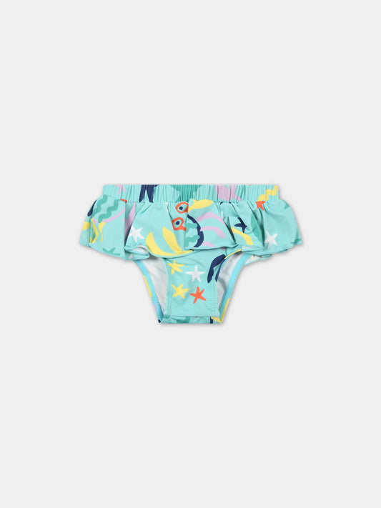 Slip celeste da bango per neonata con disegni,Stella Mccartney Kids,8QCHK9 Z0157 607MC