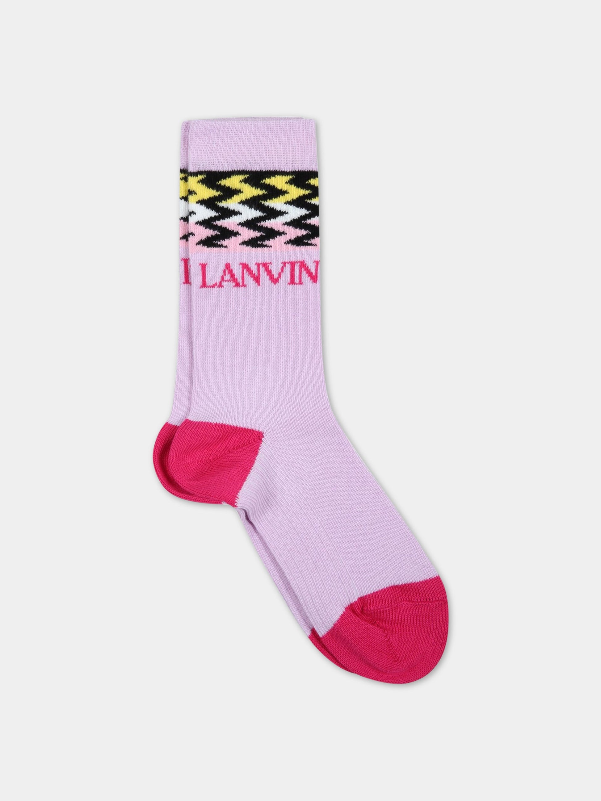 Calze rosa per bambina con logo,Lanvin Petite,N10013 933