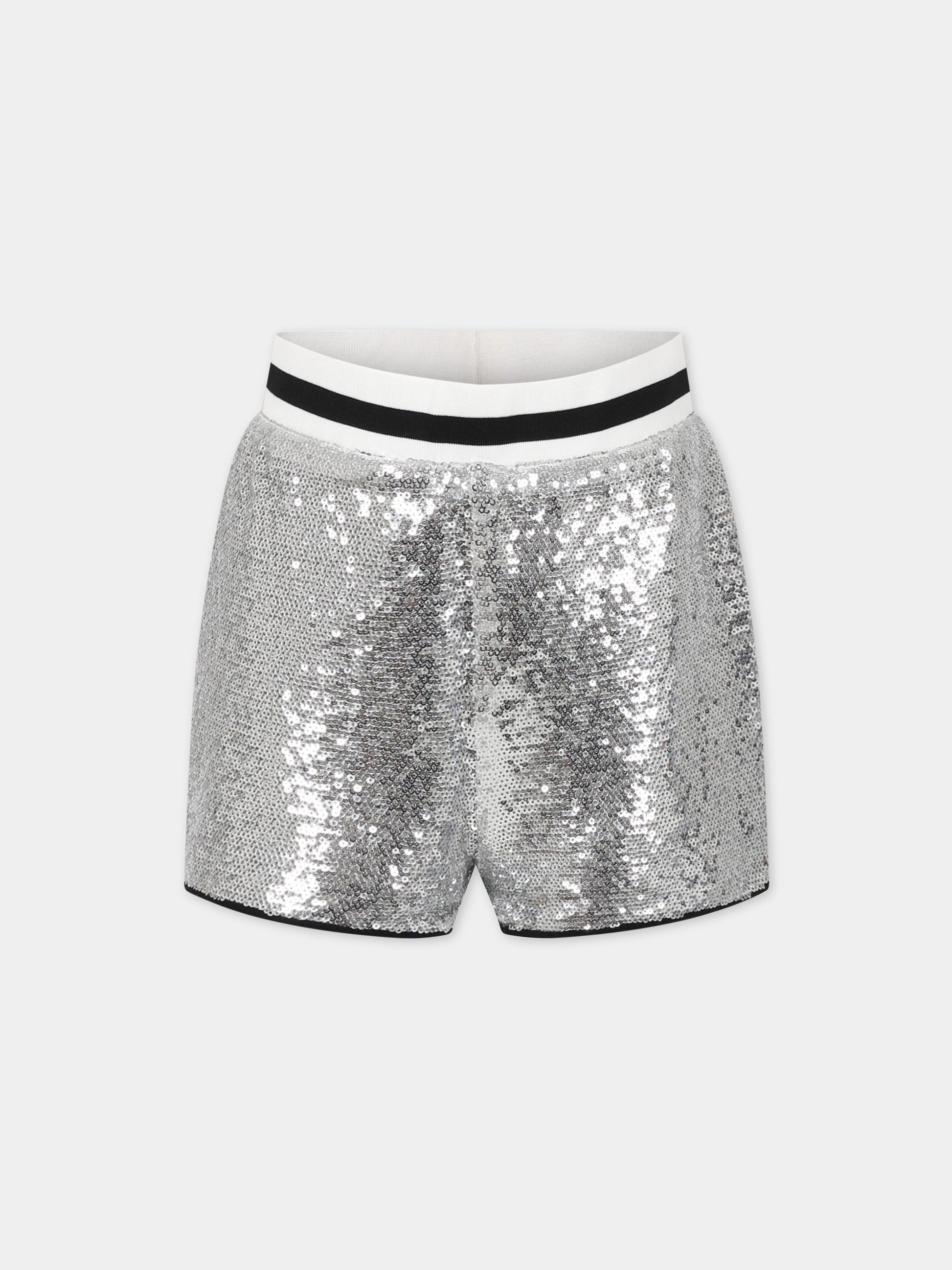Short elegante argento con paillettes per bambina,Zadig & Voltaire Kids,X14165 016