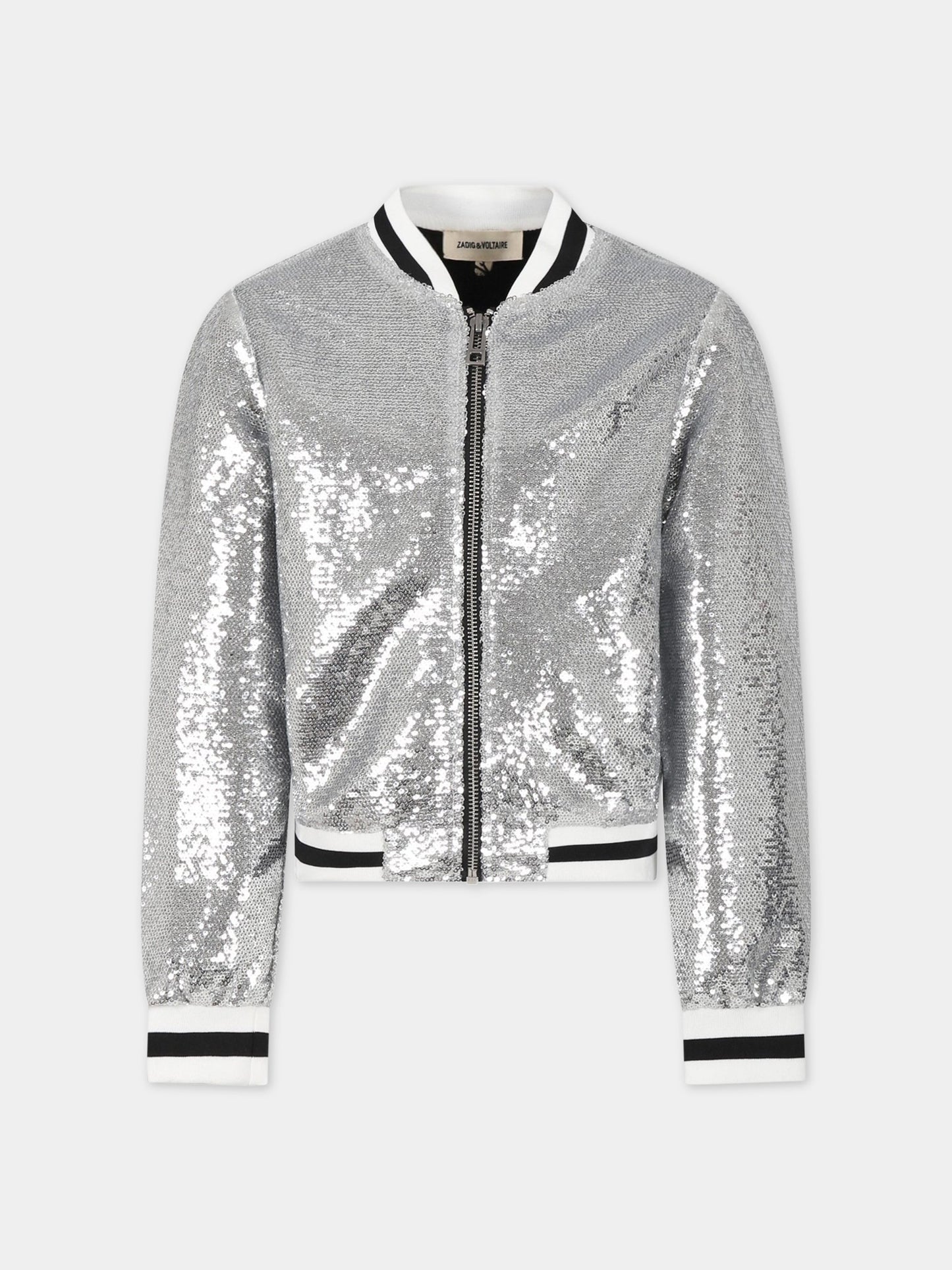 Giacca argentata con paillettes per bambina,Zadig & Voltaire Kids,X16104 016