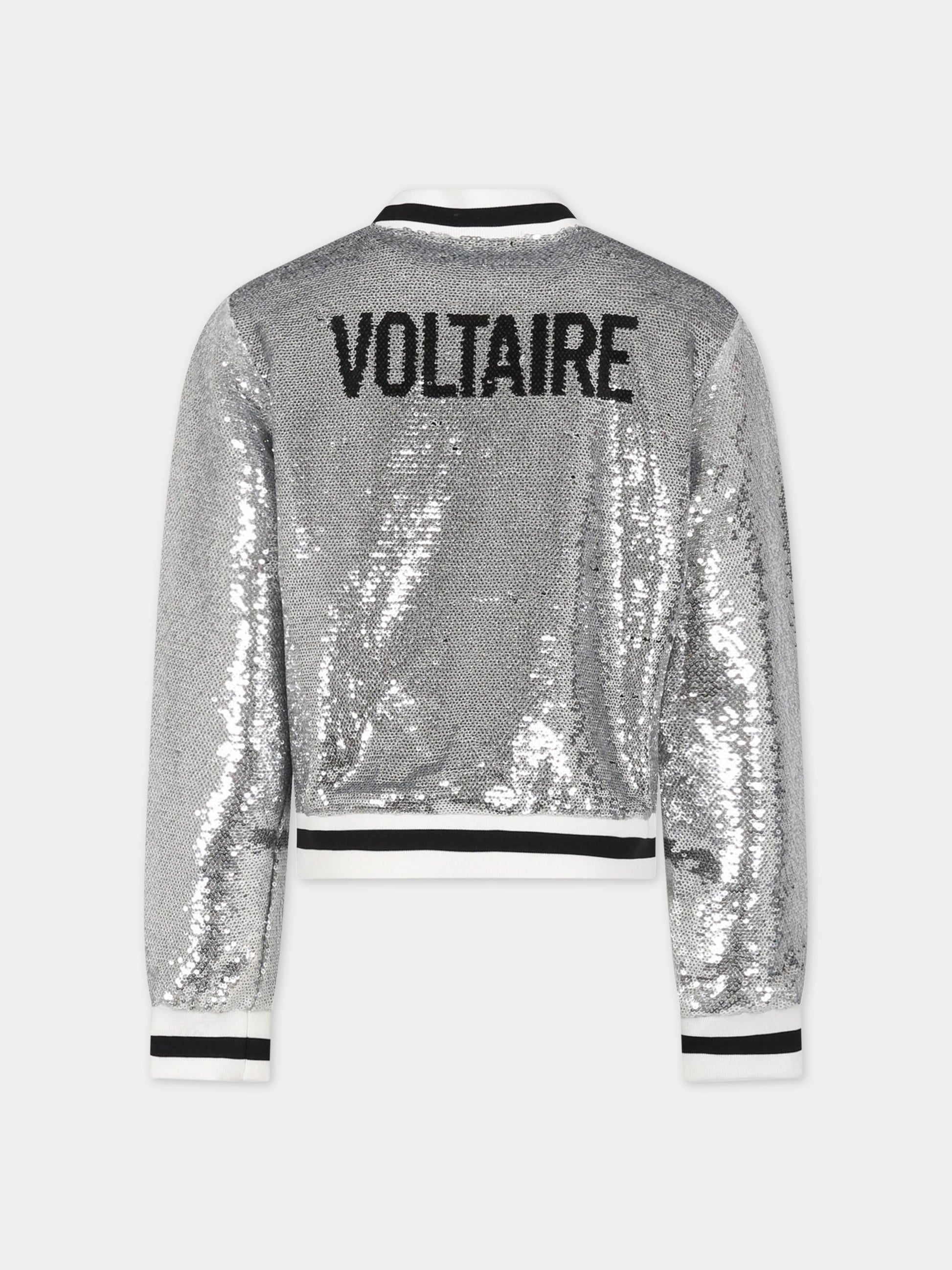 Giacca argentata con paillettes per bambina,Zadig & Voltaire Kids,X16104 016
